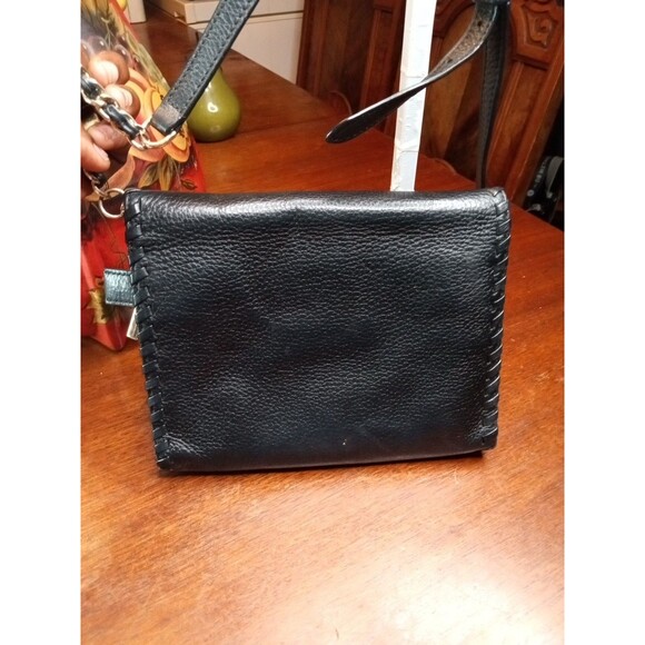 Tory Burch Marion Combo Black Leather Whipstitch Crossbody Bag W Gold Details - Picture 12 of 13